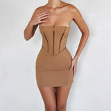 Black Strapless Bodycon Dress Sexy Women Summer 2022 Sleeveless Backless Corset Clubwear Party Dresses Mini