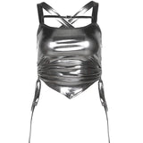 Spring And Summer New Women's Solid Color Repair Fashion Slings Folding Sexy Bare Vest