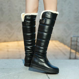 Warm Plush Knee High Boots Women Comfy Flat Heel Snow Boots Slip On Platform Woman Long Boots Shoes Black Pink White