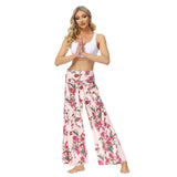 New Boho Print High Waist Belted Beachwear Loose Pants Summer Vacation Women Clothing Beach Wear Swim Suit Cover Up