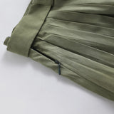 Swing Women's Skirt With Belt Elegant High Waist Pleated Party Long Skirts Casual A-line Skater Faldas De Mujer