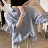 Shirt Women's Spring And Autumn New Loose Thin Korean Version Of Age-Reduction Long-Sleeved Basic Simple Solid Color