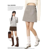 For Women Autumn Winter Mini Skirts A Line Wrap Hip Korean Fashion Harajuku Commuting Short