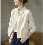 Simple Super Good-Looking Apricot POLO Collar Short-Sleeved T-Shirts For Women's Summer Unique Slimmed-Beauty