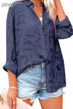 Color Hollow Chiffon Shirt Women's Spring/Summer 2023 New Tops Jacquard Button Long Sleeve Shirt Women Clothes