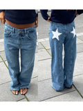 Stars Printed Pockets Denim Jeans-Outfit