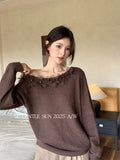 Xixi 2025 New White Label Loose Long-Sleeved Flower Knitted Sweater Female