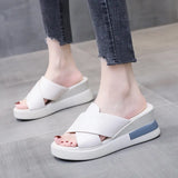 Zingj Toe Fairy Wearing Women's Shoes Large Size Slope Sandals 2023 Summer New Korean Cake Slippers Female- Outfit