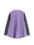 Women Blouse Streetwear Striped Single Breasted Shirt Y2k Korean Casual Vintage Loose Fashion Tide Patchwork Female
