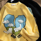 Outerwear Sweaters women Knitted Heart Cat Cloud Casual Harajuku Streetwear Jumpers Hip Hop Loose Sweater Tops