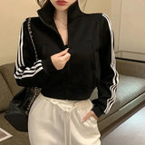 Retro Short Cardigan Sweater Jacket Female 2023 Spring New Long-sleeved Casual Sports