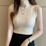 Tank Top Fashion Solid Slim Sleeveless Knit Sweater Autumn Basic Shirts Casual Blouse Vest Blusas Jumpers Elegant