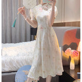 Women Fashion Vintage Midi Dress Elegant A Line Vestdios Female Party