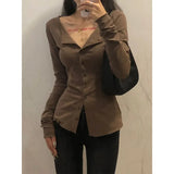 Y2K Shirts Women Streetwear Long Sleeve Slim Blouses Korean Harajuku Fashion Solid Chic Casual Bottoming Shirt Tops