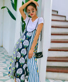 Designer Summer Long Spaghetti Strap Dress Women Vacation Floral Print A Line Midi Casual Dress Holiday