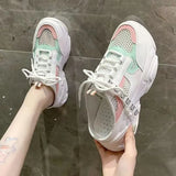 Women Sneakers Slippers Breathable Mesh Casual Mules Shoes Female Fashion Sneaker Lace Up Leisure Women Vulcanize