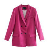 2021 spring womens blazer suit double breasted jacket coat solid color office ladies formal