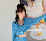Texture Designer Two Piece Sets Womens Outifits Bandage Crop Top Skirt Suits High Fashion Autumn 2 Piece Set
