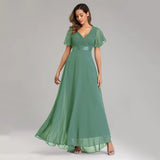 Folding Large Swing Double V-neck Flared Sleeves Elastic