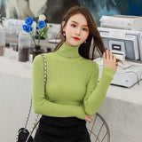 Casual Solid High Collar Jersey Punto Mujer Turtleneck Slim Vintage Jumper Soft Pull Femme Winter White Knitted