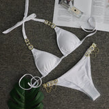 Zingj 2023 New Sport Bikini Sexy Crystal Diamond Bandage Red Split Female