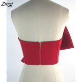 2023 New Autumn Autumn Fashion Temperament Korea Solid Color Sexy Bow Wrapped Chest Women Tops Tide