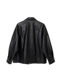 Autumn Winter New PU Leather Jacket Women's Vintage Black Motorcycle Coat Female Korean Casual Loose Streetwear