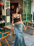 Lace Bustier Patchwork Double Strap Top- Outfit