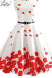 Women Summer Dress Floral Print Retro Vintage 1950s 60s Casual Party Office Robe Rockabilly Dresses Vestido