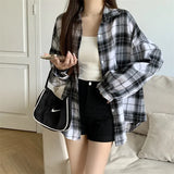 Vintage Plaid Print Long Sleeve BlouseOutfit