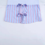 New Bow Trim Striped Silk Collar Shirt