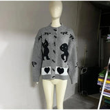 Bow Printed Knitted Cardigan- Outfit