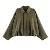 Spring New Velvet-Sensitive Collared Loose Bomber Jacket