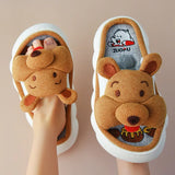 New Fashion Linen Platform Slippers Women Cute Squirrel Home Soft Bottom Slippers Couple Comfortable Slippers Free