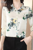 Woman Blouses 2023 Office Lady Silk Shirts for Women Print Elegant and Youth Woman Blouses Vintage Tops Clothing