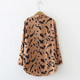 Autumn Vintage Leopard Print Buttons Shirt Top Women Elegant Fashion Long Sleeve Blouse Lady Loose Casual All-match