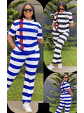 Piece Women Set 2023 New Arrival Summer Autumn Matching Sets Stripe Print Two Pieces Sets Top And Pants Suits Outfits
