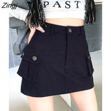 Women Retro Slim Sexy Design Simple Pure Ulzzang All-match Daily Streetwear Popular Safari Style Mini Faldas Summer
