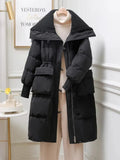 Jacket for Women Retro British Style Large Lapel Loose Casual Warm Long Coat Thicken Slim Waist Fashion Female