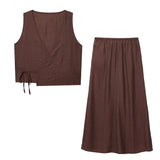 New Women's Wrinkles Effect Short Vest Half-Dress Dress