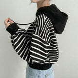 Vintage Striped Cropped HoodieOutfit