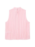 Pleated Chiffon Blouses Women Sleeveless Pink Top Female Loose Summer Blouses Woman 2023 Fashion Elegant Chic Woman
