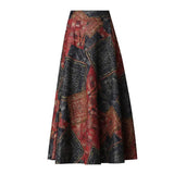 Winter Skirt Female Plus Size Plaid Flower Print Women'S Maxi Skirt High Waist Warm Wool Skirt Elegant Office Lady