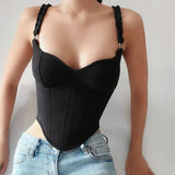 Zingj New Spring Spice Wind Sexy Fishbone Breast Metal Ring Strap Corset