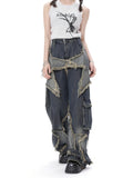 Style Retro High Street Jeans Women's New Loose Wide Leg Pants Trendy Punk Casual Star Tassel Streetwear Denim