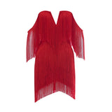 Women Sexy Tassel Bandages Dress 2022 New Off Shoulder Elegant Clothes Club Party Evening