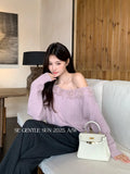 Xixi 2025 New White Label Loose Long-Sleeved Flower Knitted Sweater Female