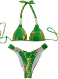 Zingj New Snake Perms Gold Bikini Crystal Diamond Metal Accessories Split Girls Holiday