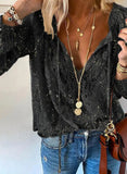 Shirt Women's 2023 Autumn Lace Blouse V-neck Shirt Loose Tops Office Lady Fashion Clothing Clothes Temperament