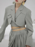 Irregular Elegant Blazer For Women Notched Long Sleeves Lace Up Bowknot Blazers Female 2021 Summer Fashion New